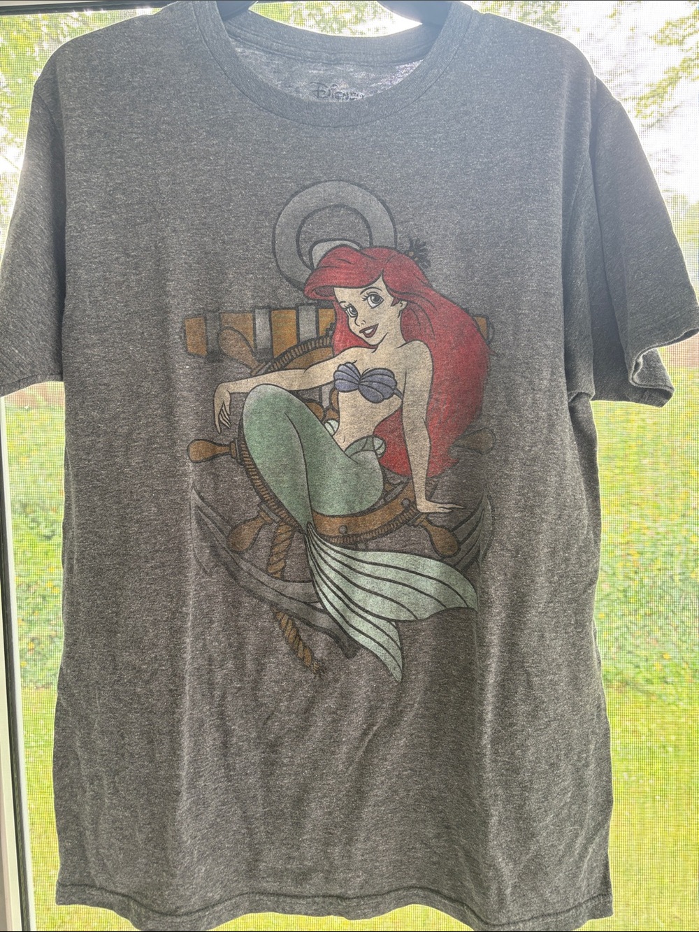 Disney Heather Gray Graphic Tee with Black Print